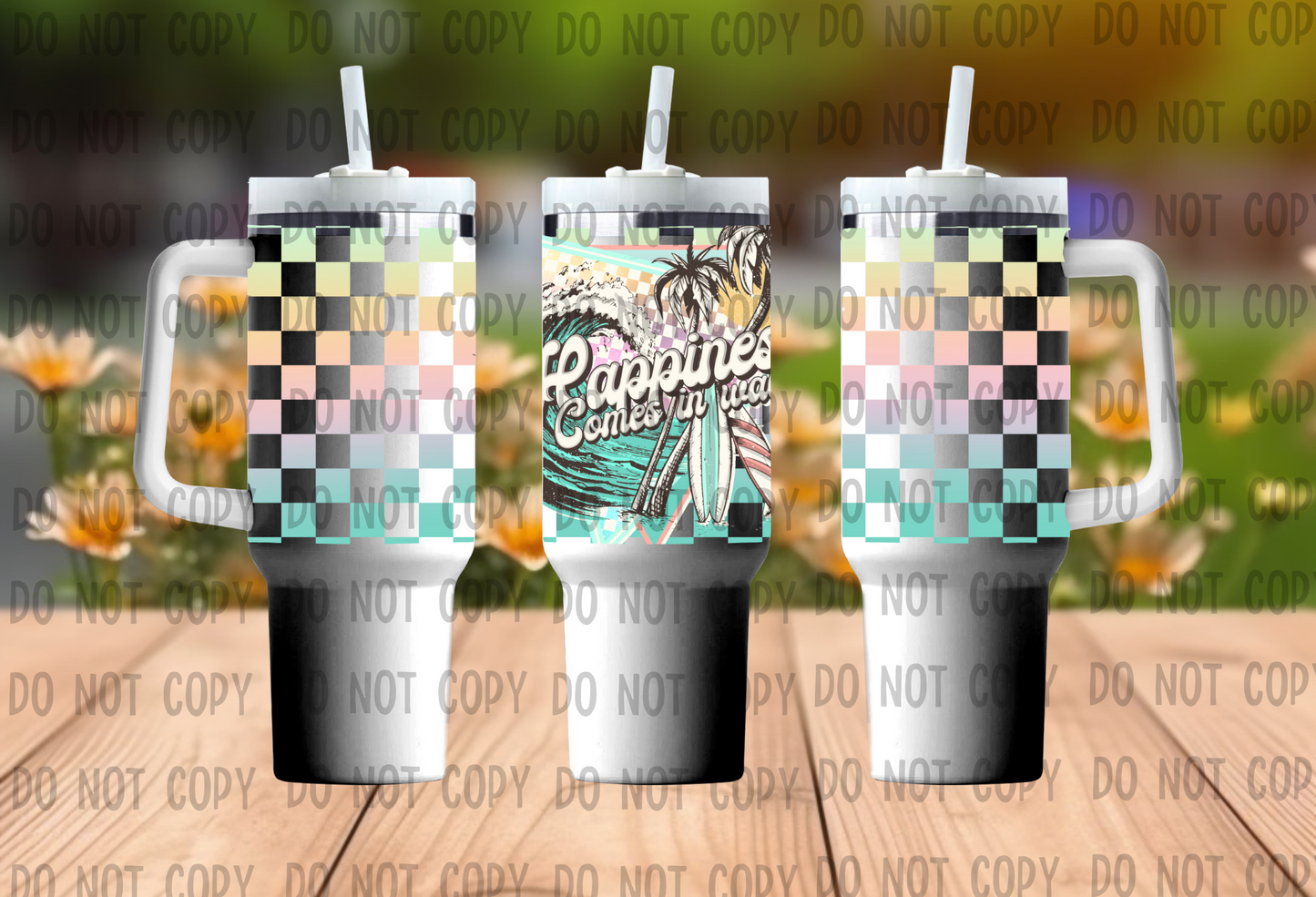 Happiness Comes In Waves - 40oz Sublimation Wrap