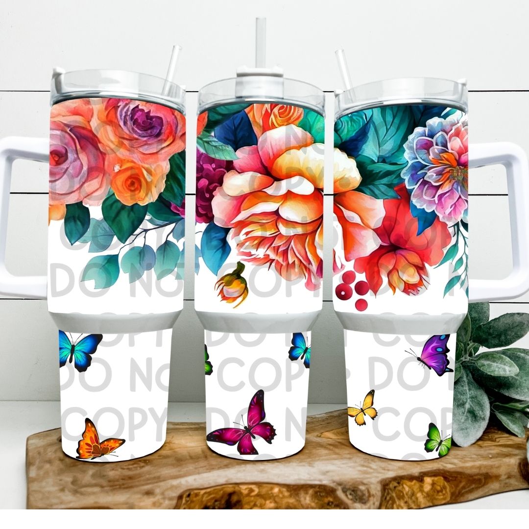 Flowers & Butterflies - 40oz Sublimation Wrap