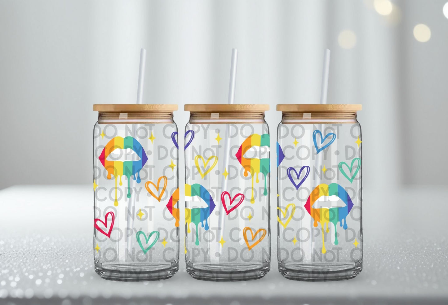 Rainbow Lips Wrap 16oz - UV DTF