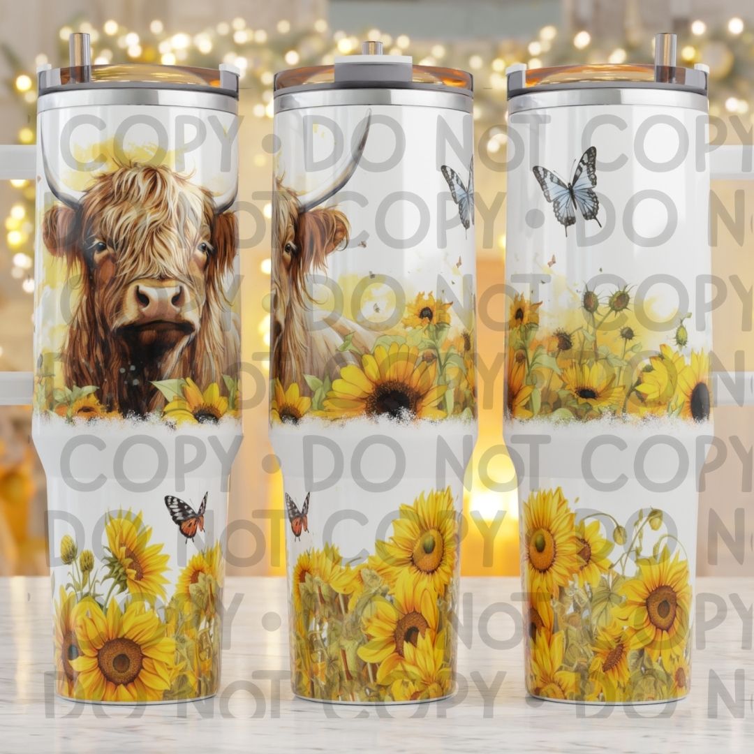 Cow Sunflowers - 40oz Sublimation Wrap