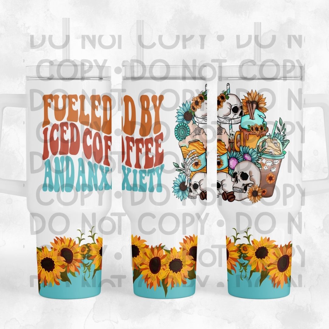 Fueled By Iced Coffee & Anxiety - 40oz Sublimation Wrap