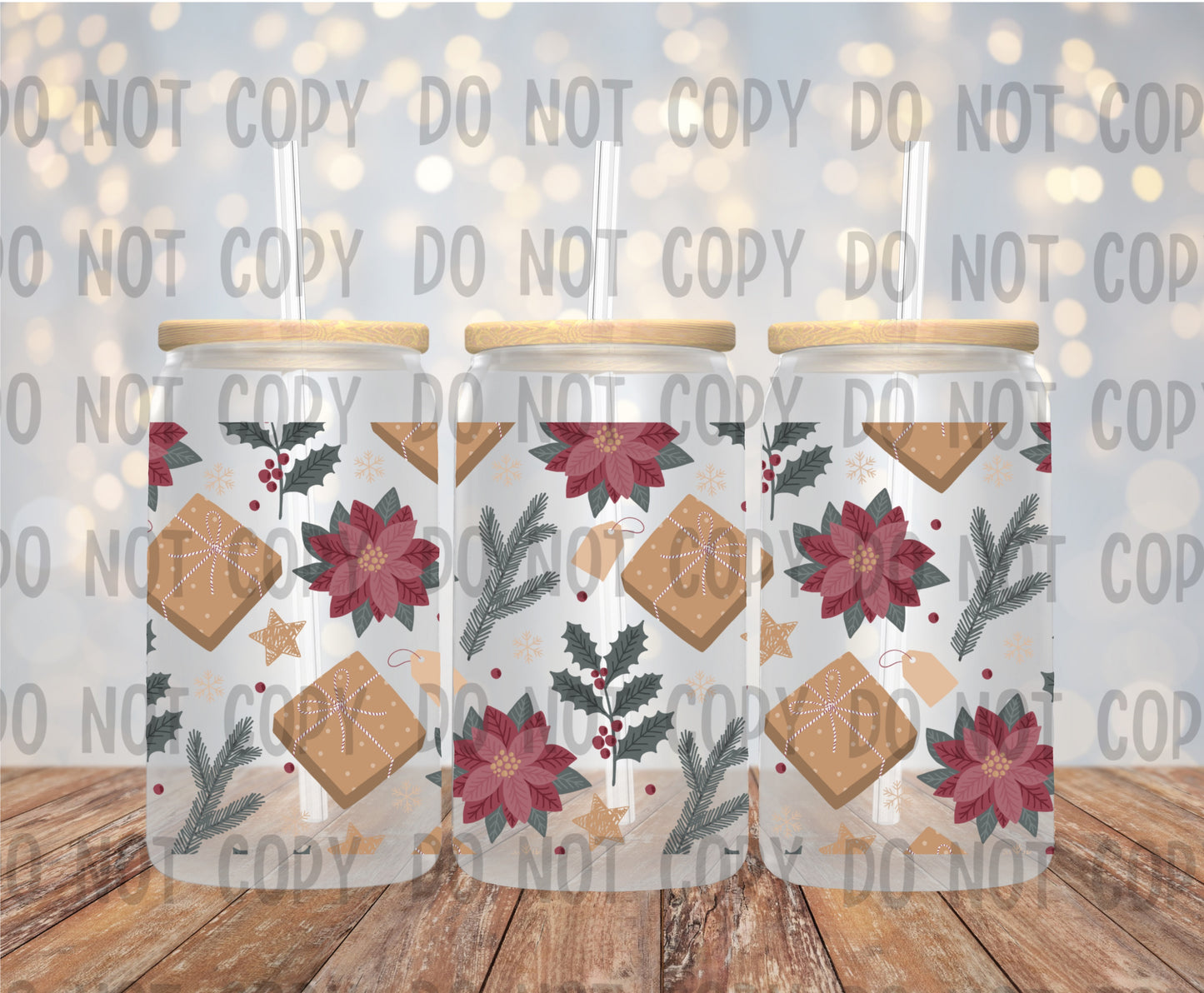 CHRISTMAS POINSETTAS - UV DTF