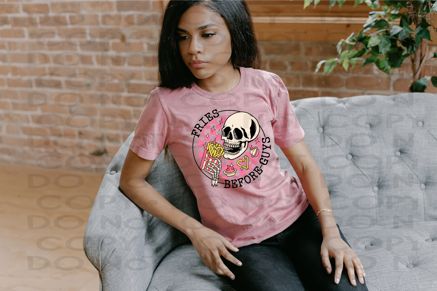 Fries before guys, pink - DTF