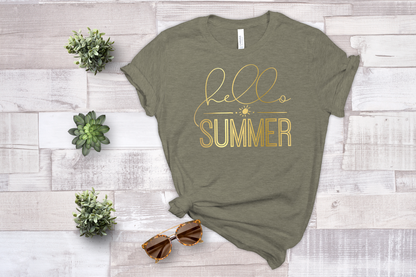 Hello Summer - Metallic Gold - Screen Print