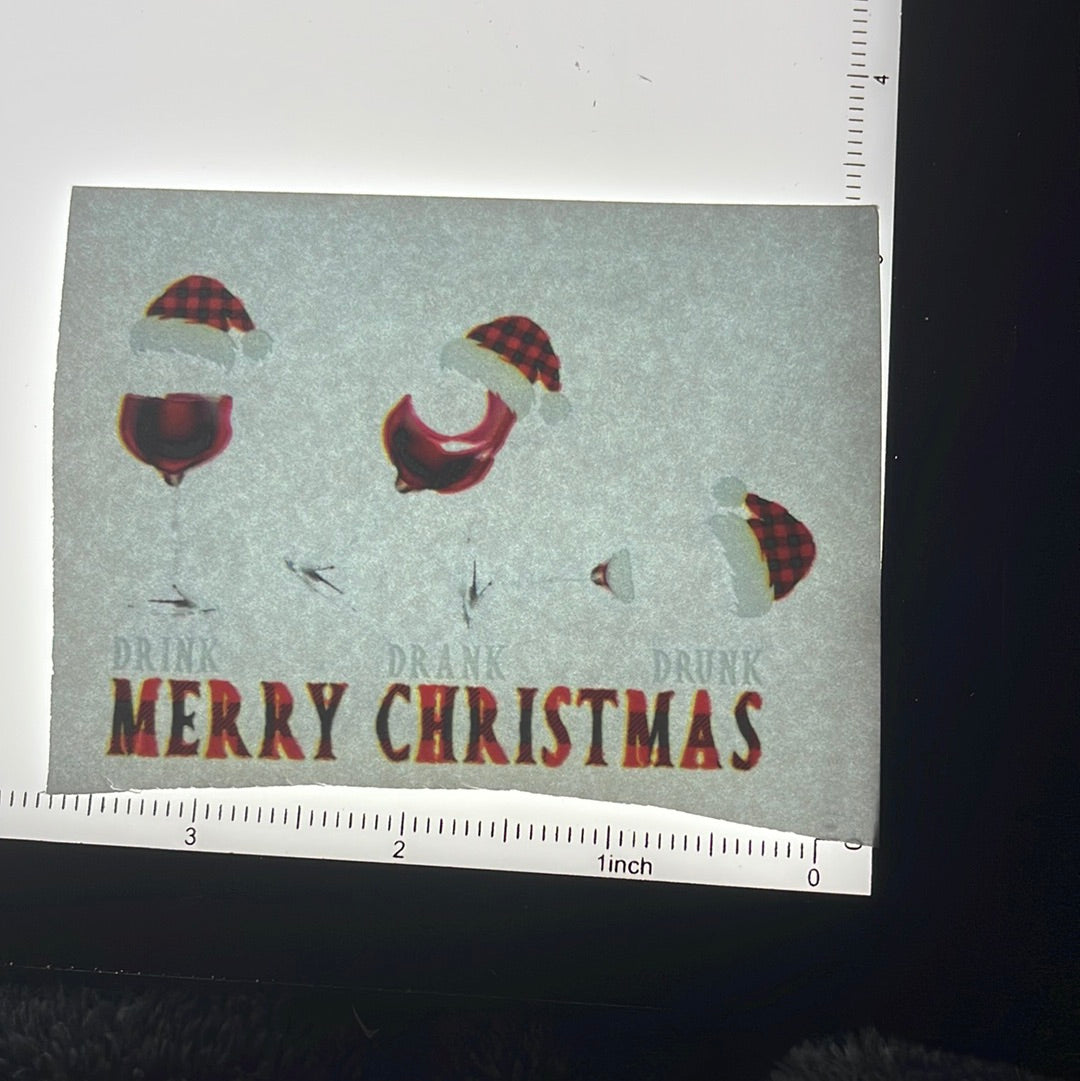Merry Christmas wine glasses - Screen Print - 2 for $1