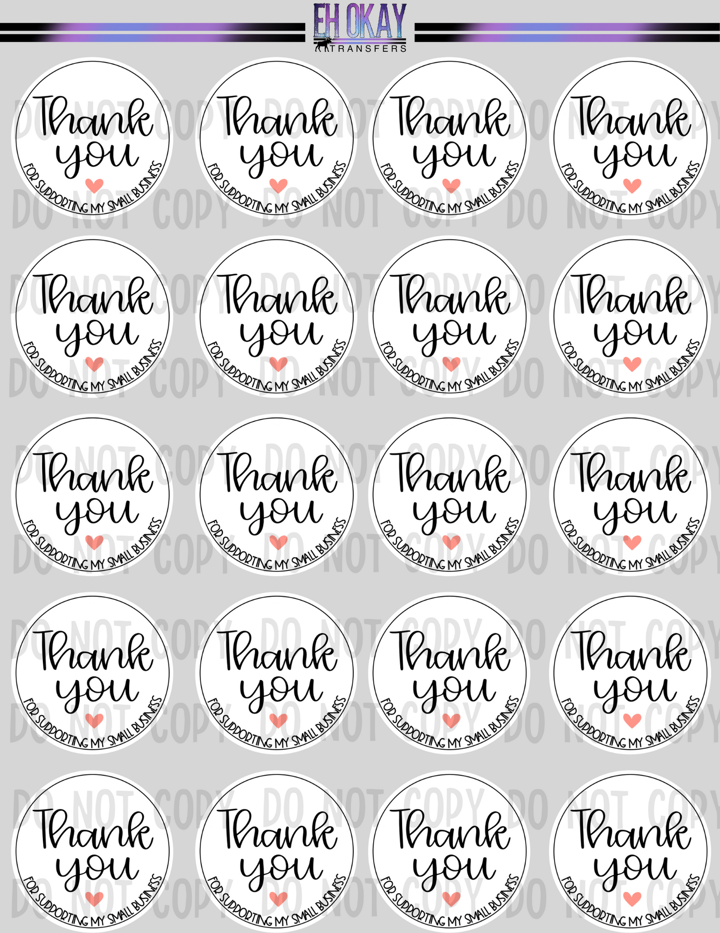 Round Thank you - Vinyl sticker sheet