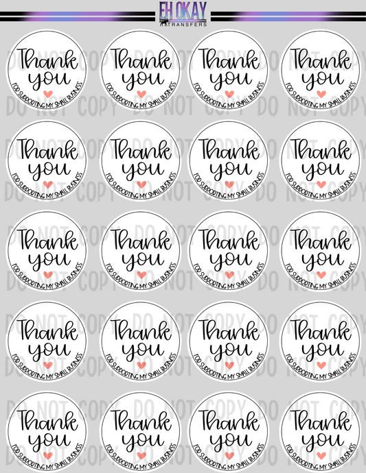 Round Thank you - Vinyl sticker sheet