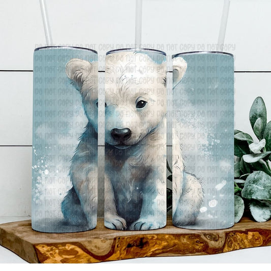 Polar Bear Cub - Sublimation 20oz Tapered or Straight Wrap