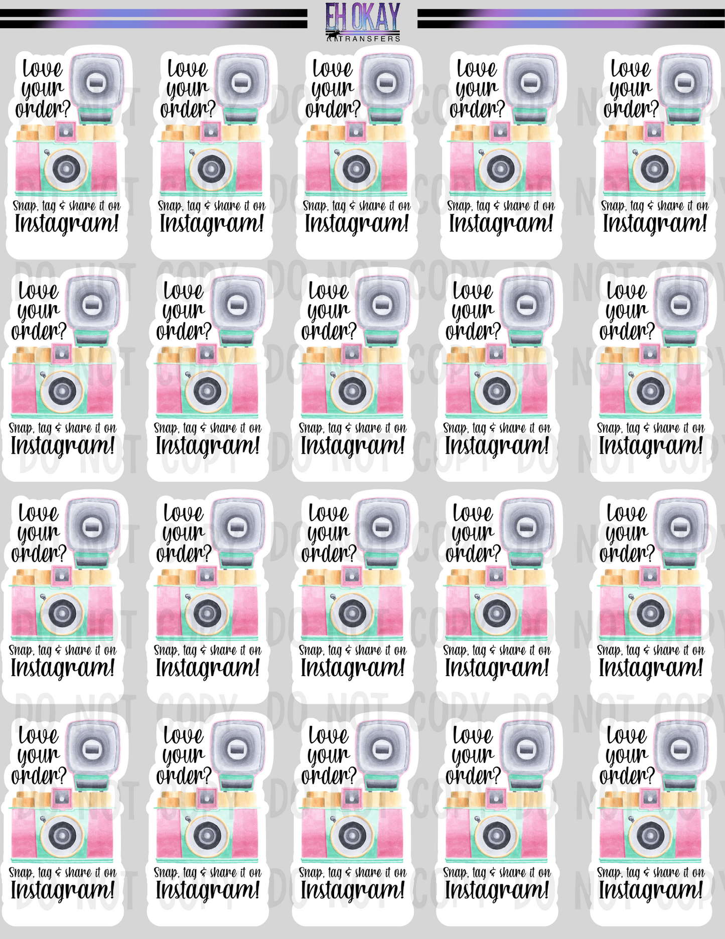 Snap tag and share - Vinyl sticker sheet