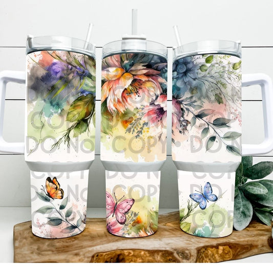 Floral & Butterflies - 40oz  Sublimation Wrap