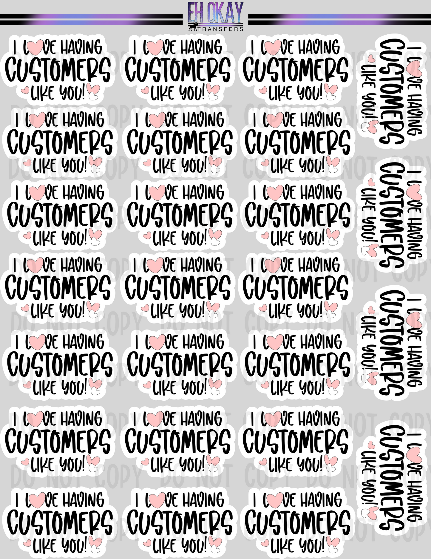 Love customers like you - Vinyl sticker sheet