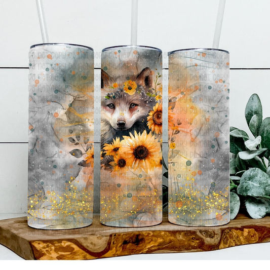 Sunflower Wolf - Sublimation 20oz Skinny Straight Wrap