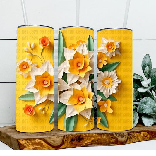 Yellow Flowers - Sublimation 20oz Skinny Straight Wrap