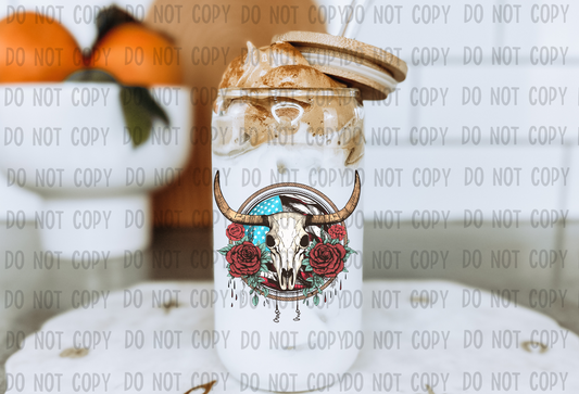 Floral Cow Skull - UV DTF Decal