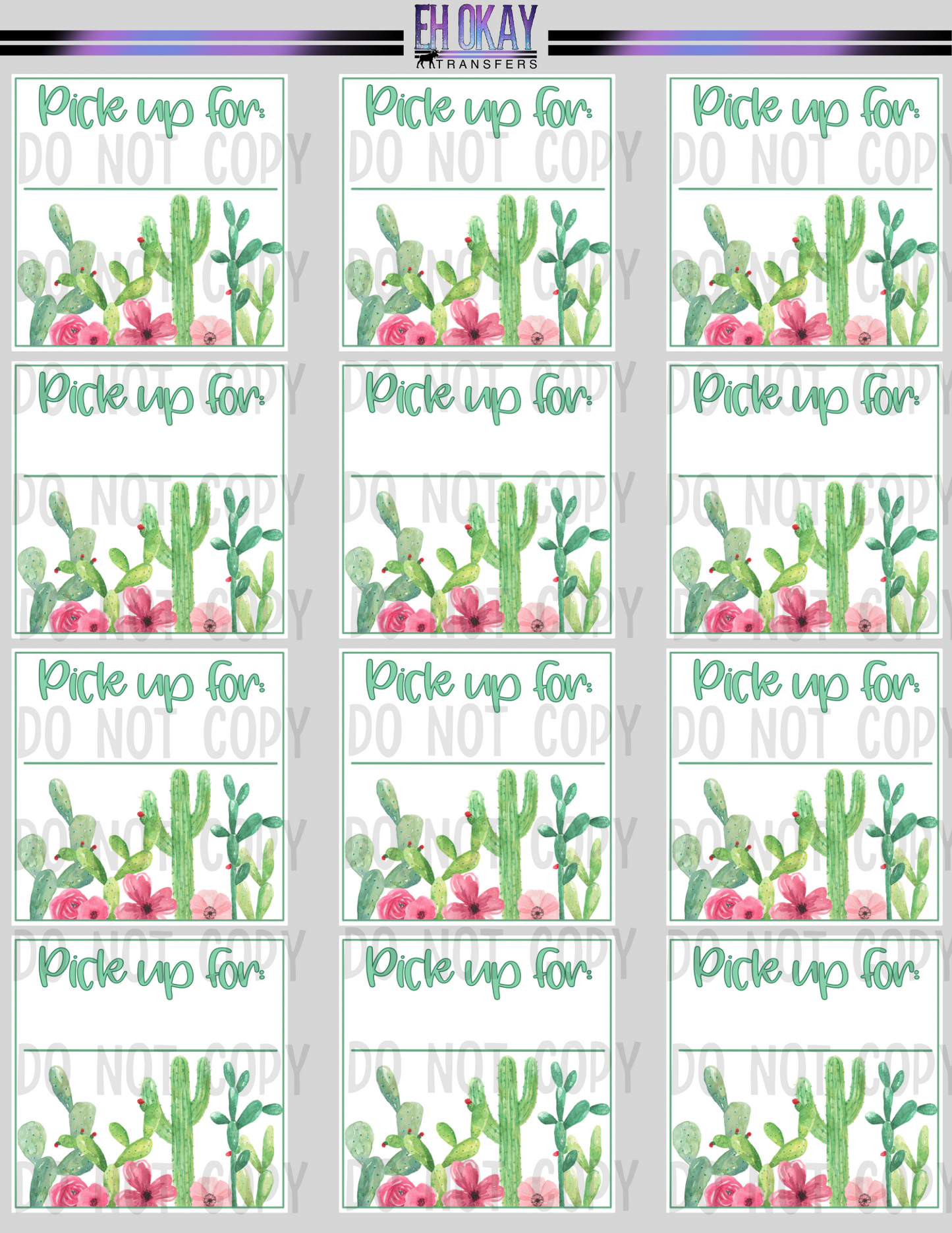 Cactus pick up - Vinyl sticker sheet