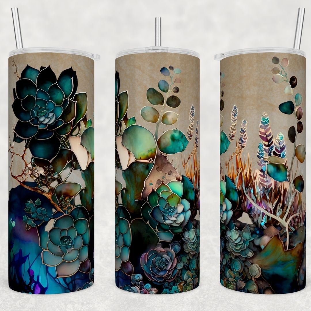 Succulents - Sublimation 20oz Skinny Straight Wrap