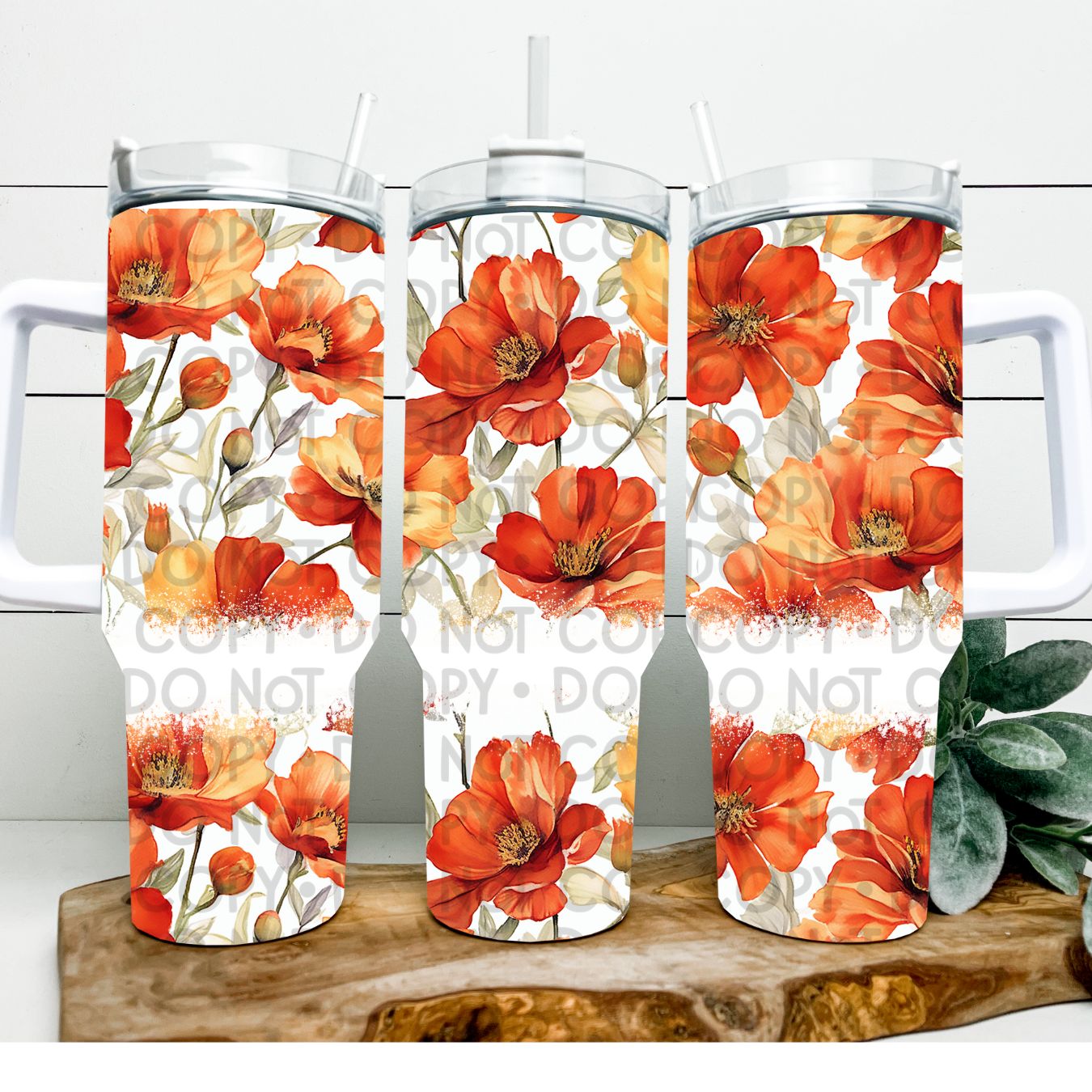 Orange Flowers - 40oz  Sublimation Wrap