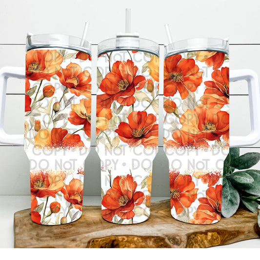 Orange Flowers - 40oz  Sublimation Wrap