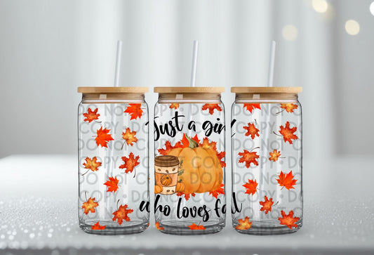 Just A Girl Who Loves Fall Wrap 16oz - UV DTF