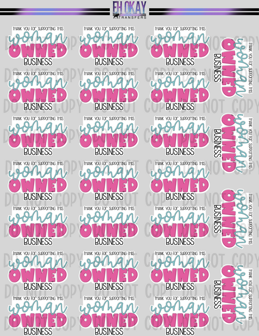 Thank you for supporting this woman owned business - Vinyl sticker sheet