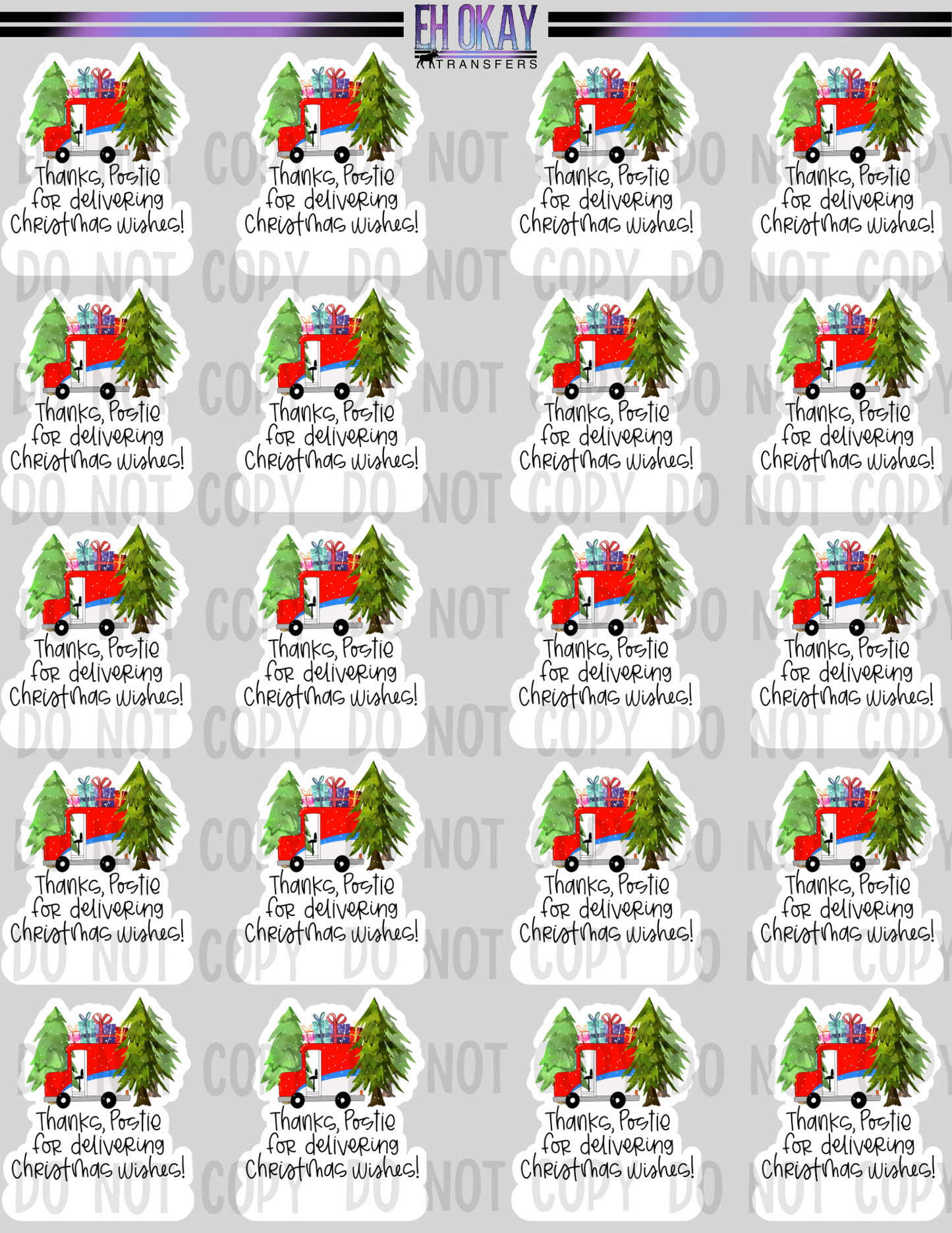 Customizable Thanks for delivering Christmas wishes - Vinyl sticker sheet