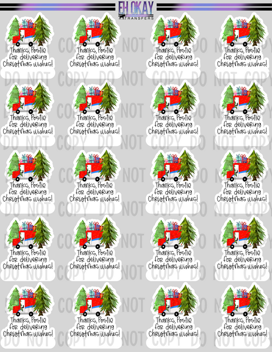 Customizable Thanks for delivering Christmas wishes - Vinyl sticker sheet