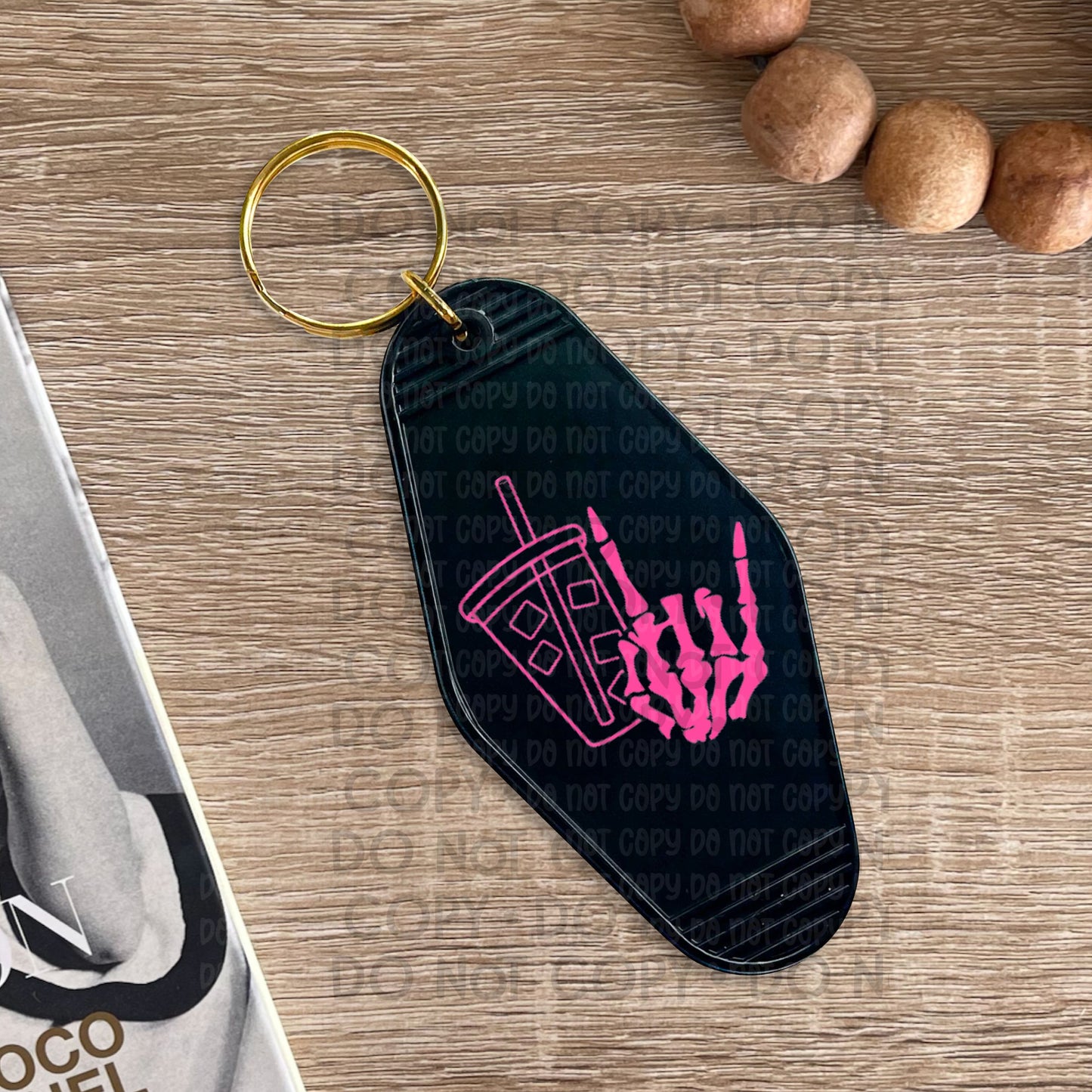 Skellie Iced Coffee Pink - UV DTF Keychain Decal