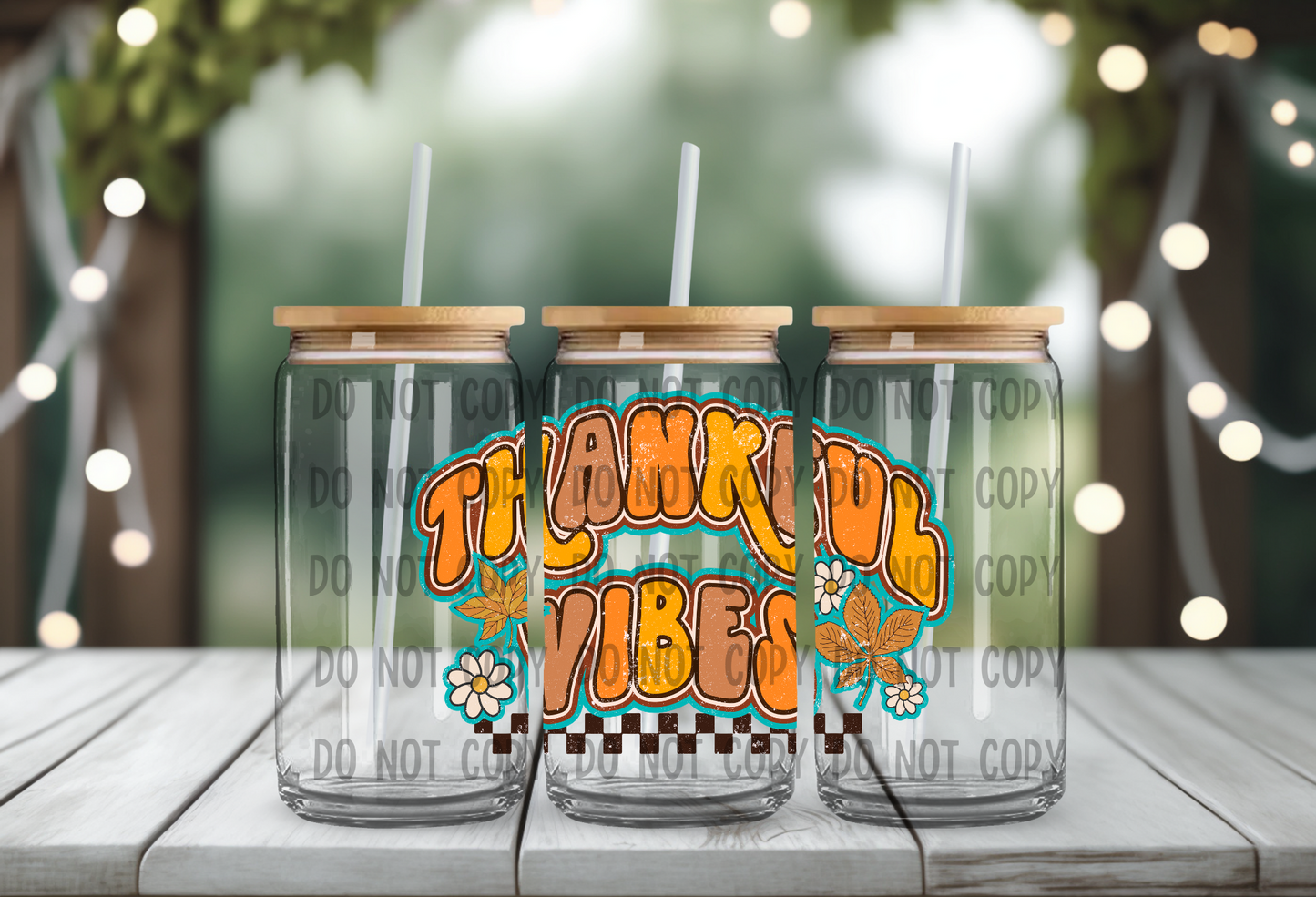 Thankful Vibes Wrap 16oz - UV DTF