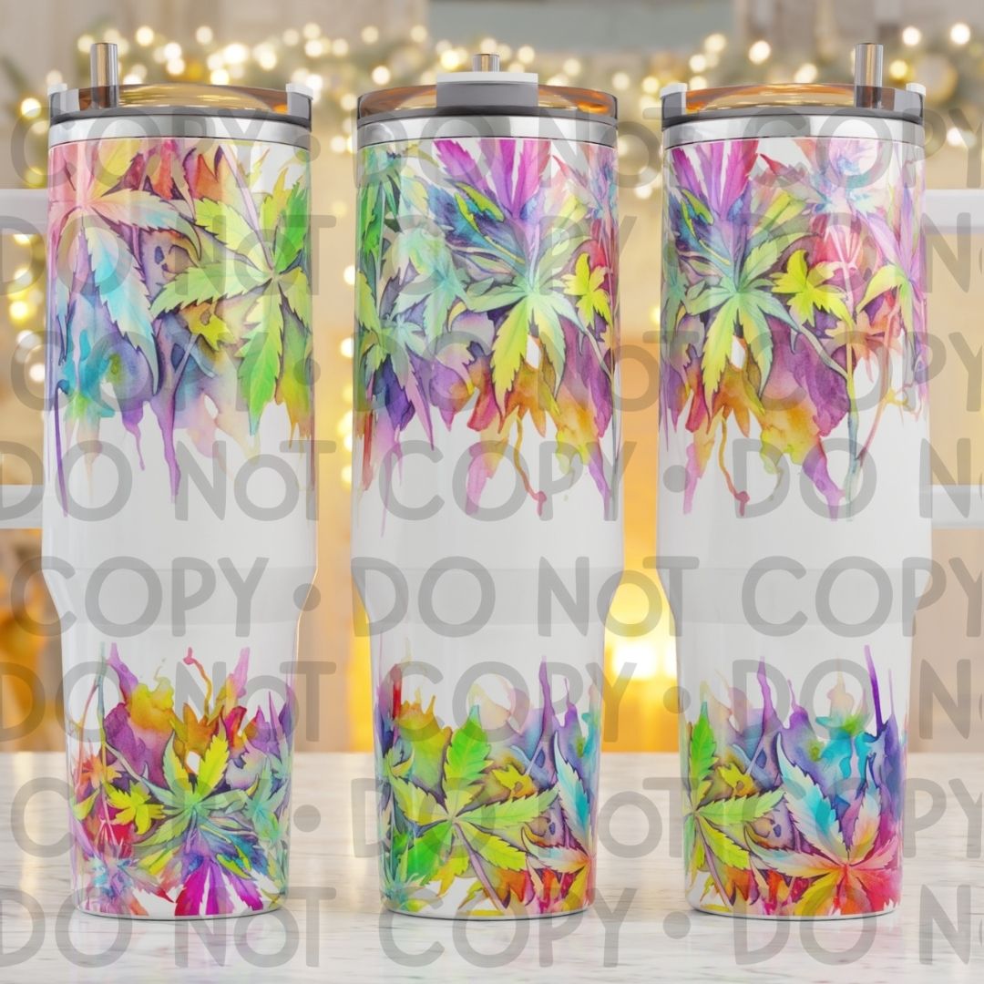 Rainbow Marijuana Leaves - 40oz  Sublimation Wrap