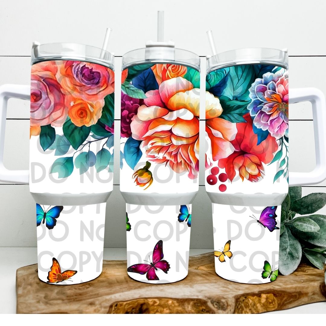 Flowers & Butterflies - 40oz  Sublimation Wrap