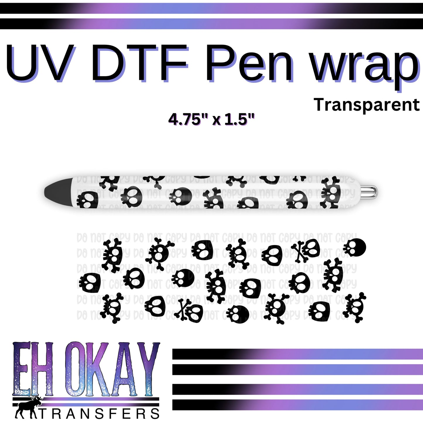 Skulls Transparent Pen Wrap - UV DTF