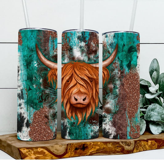 Highland Cow - Sublimation 20oz Tapered or Straight Wrap