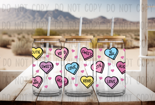 Pastel Candy Hearts- Vinyl Libbey Wrap