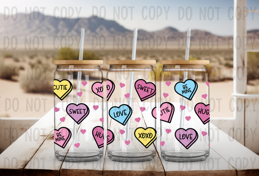 Pastel Candy Hearts- Sublimation Libbey