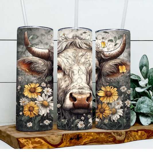 Cow & Daisies - Sublimation 20oz Tapered or Straight Wrap