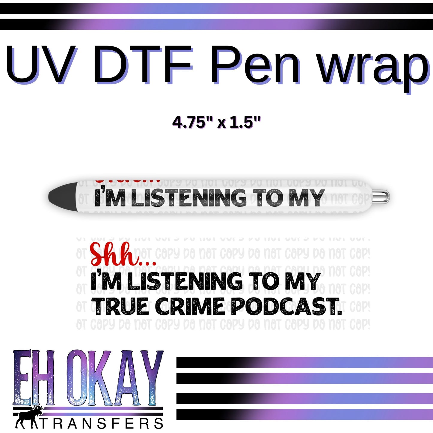 True Crime Podcast Pen Wrap - UV DTF