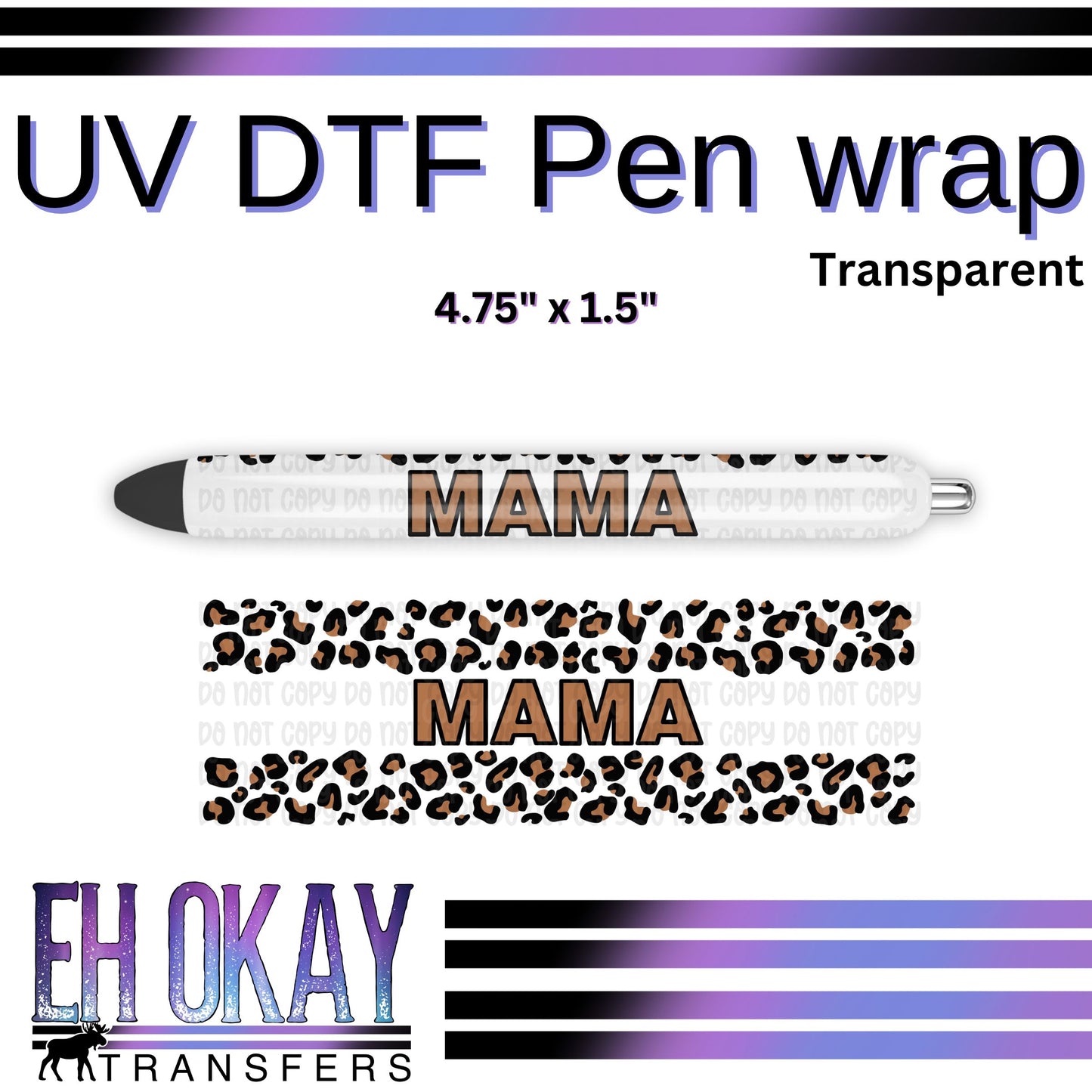 Mama Leopard Transparent Pen Wrap - UV DTF