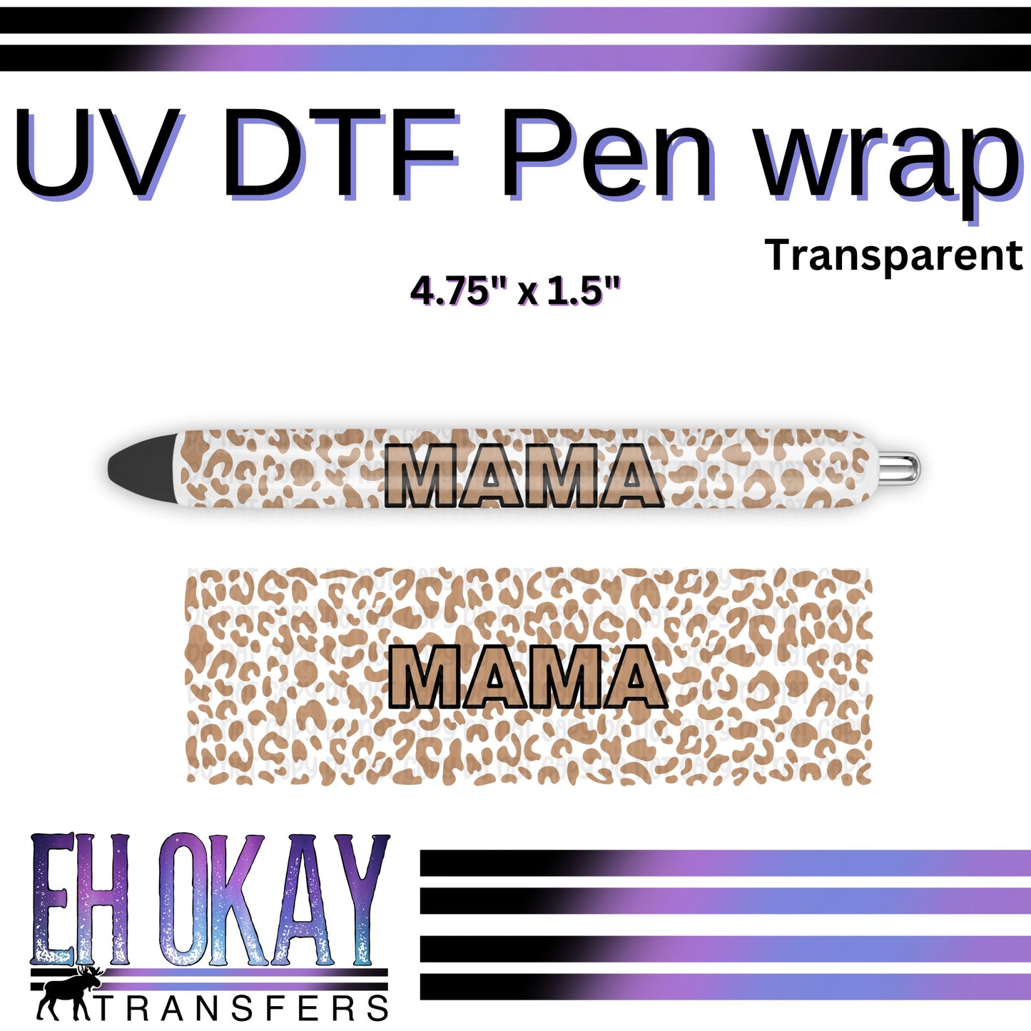 Mama Leopard Transparent Pen Wrap - UV DTF