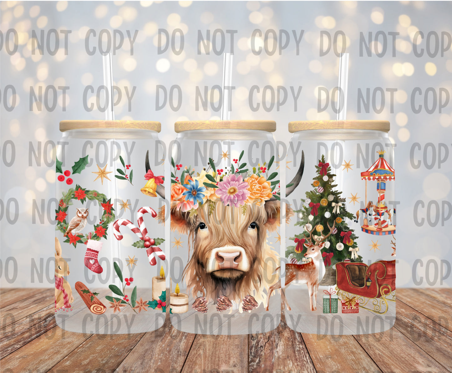 HIGHLAND COW CHRISTMAS - UV DTF