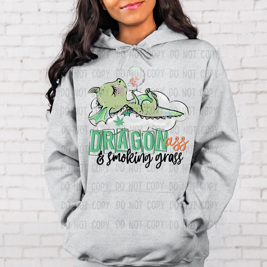 Dragon Ass Smoking Grass - Adult - DTF