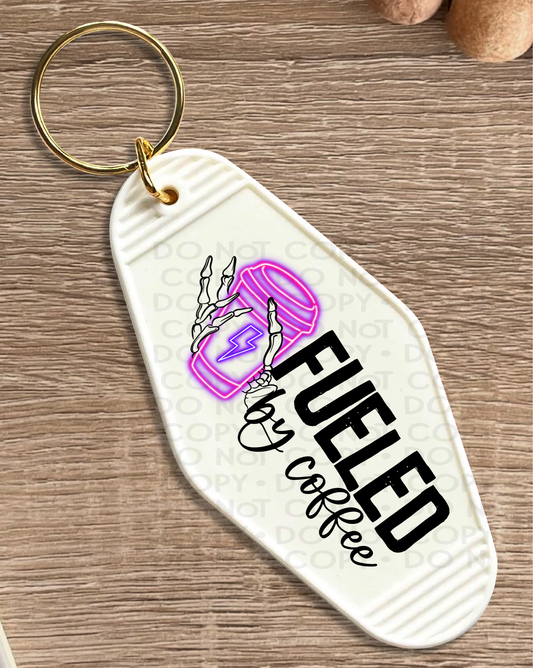 Fueled by coffee - UV DTF Keychain Decal