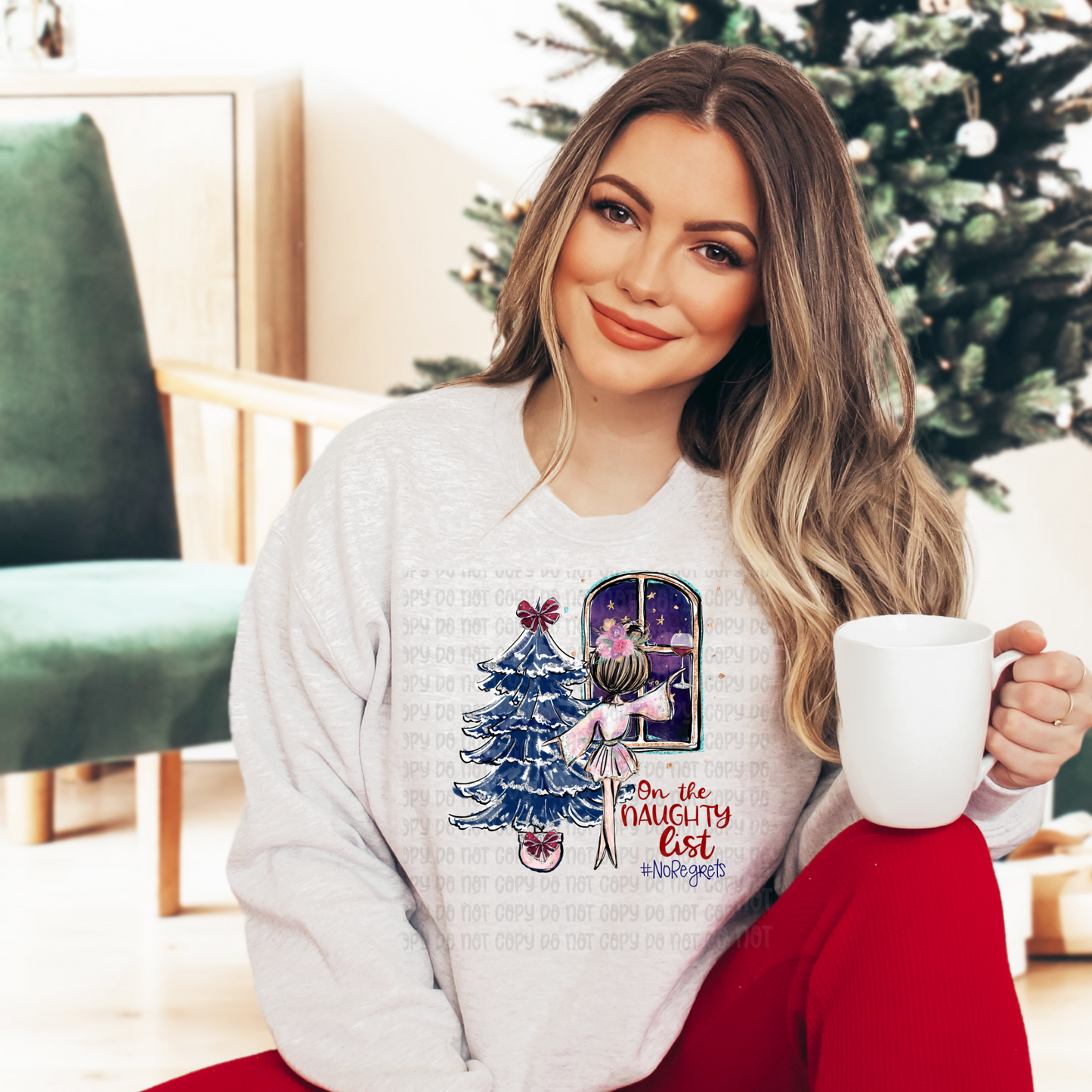 On the naughty list wine glass - DTF