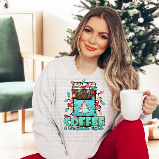 Coffee and Christmas lights - DTF