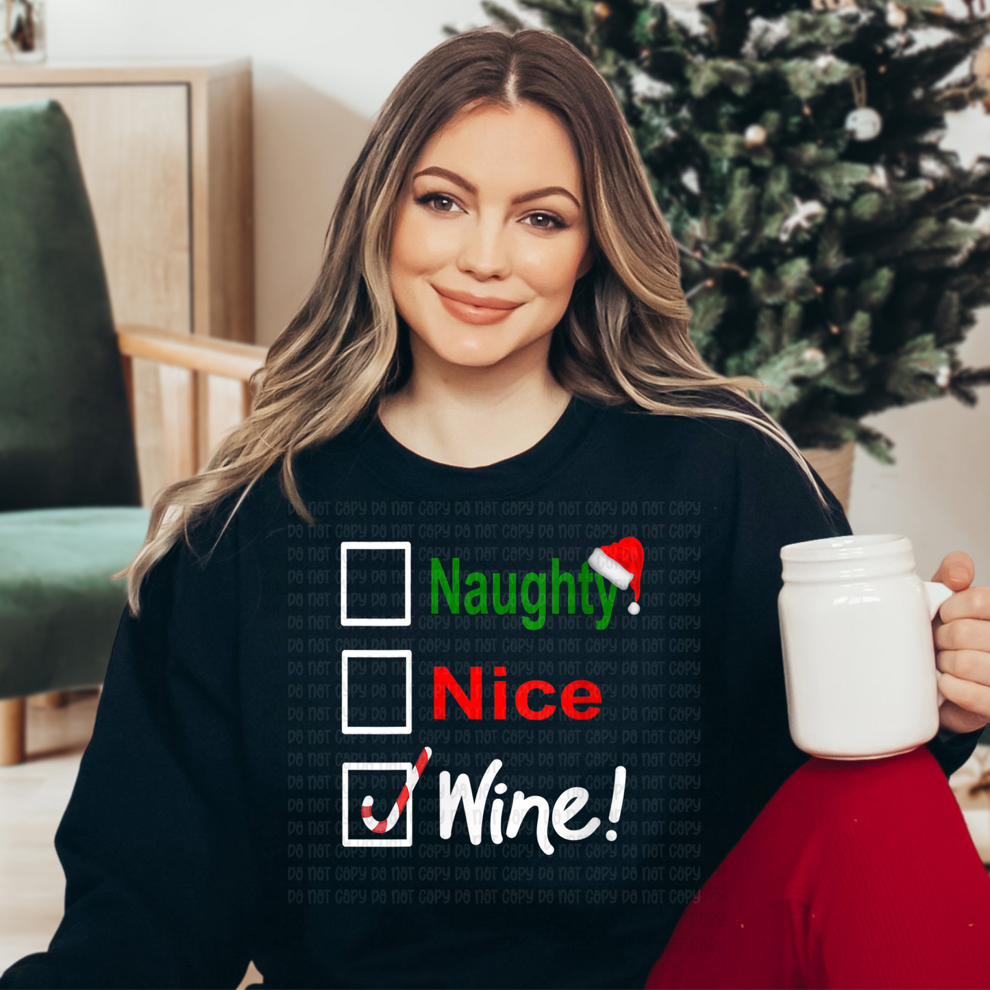 Naughty, nice, wine -DTF
