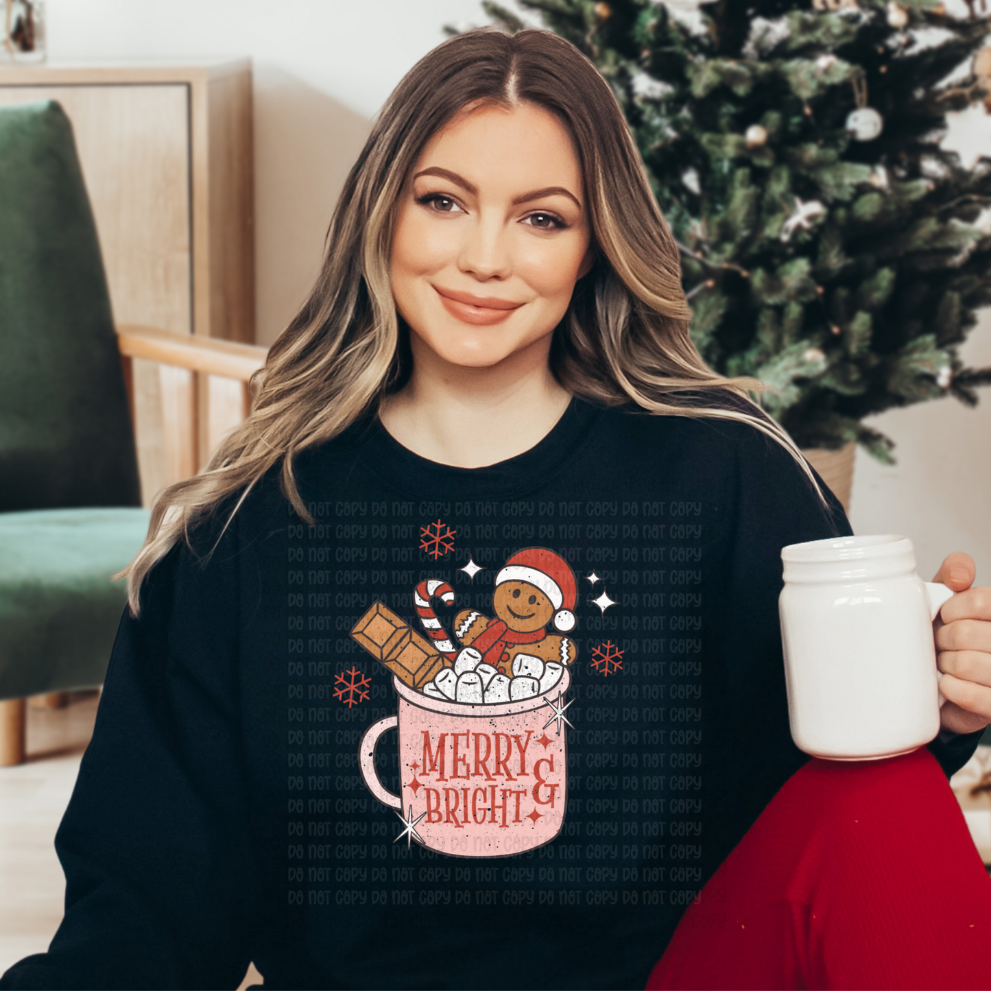 Merry and bright cup distressed -DTF