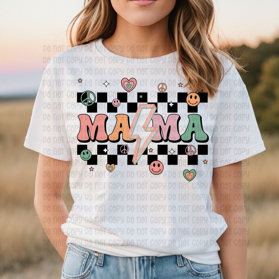 Retro Mama Checkered  - DTF