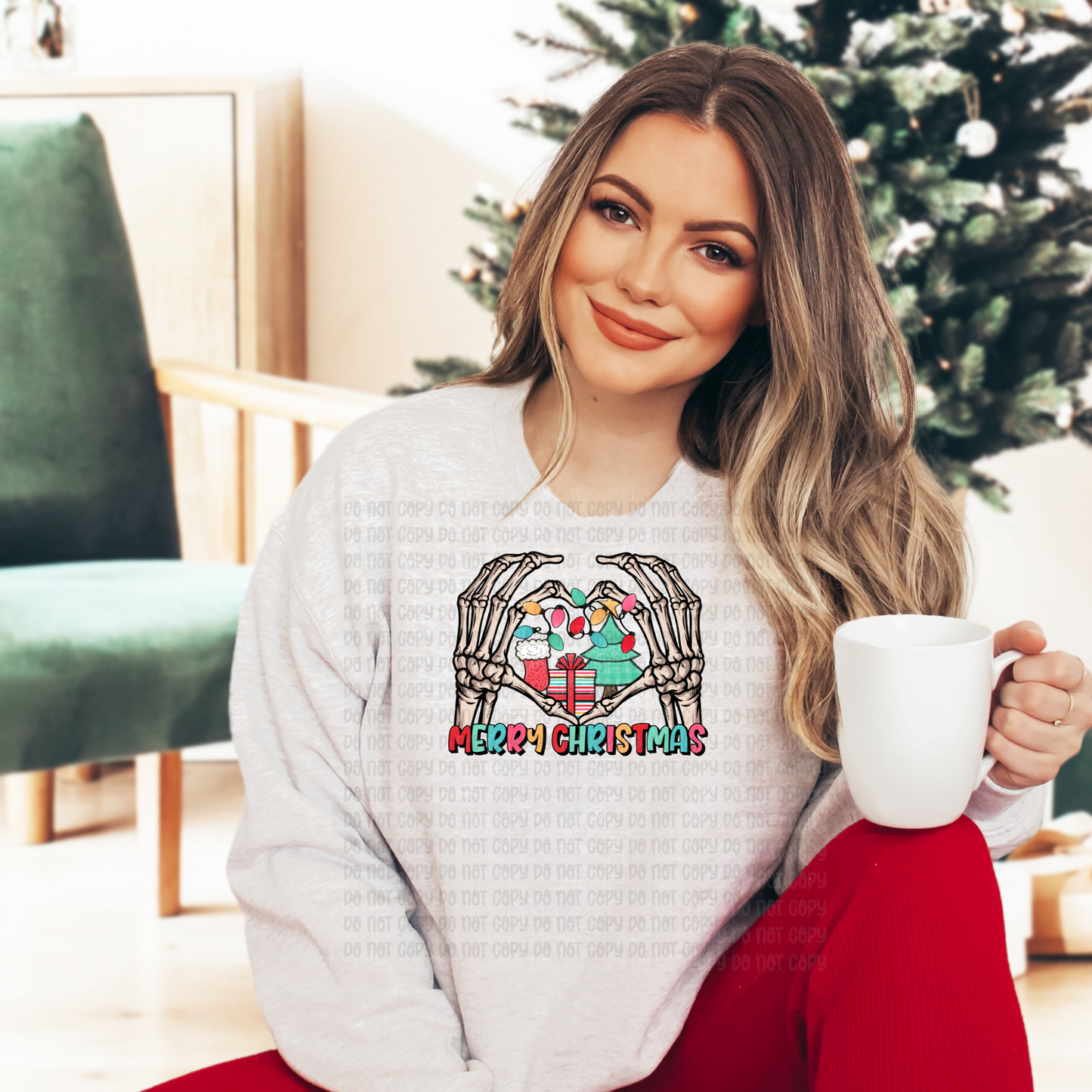 Merry Christmas skellie hands - DTF