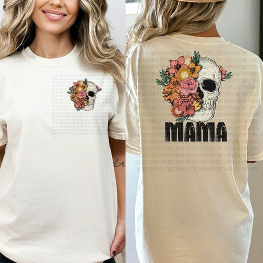 Floral Skull Mama - DTF