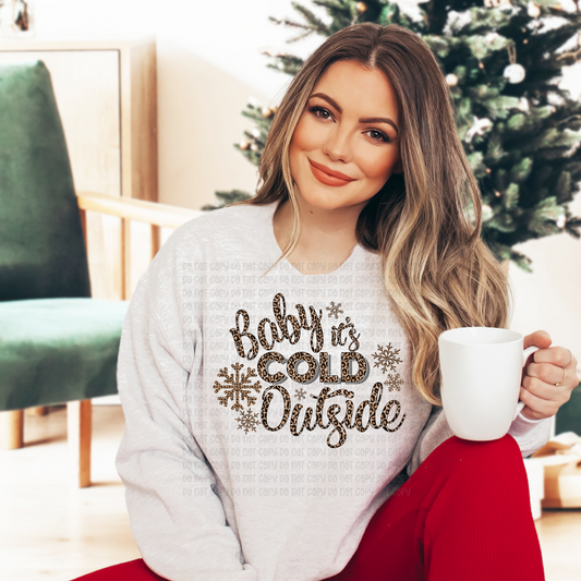 Baby it's cold outside leopard  - DTF