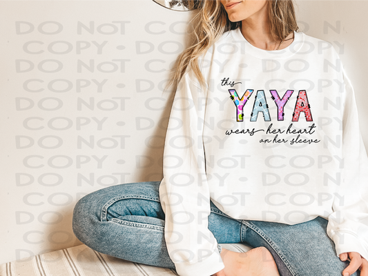 This YAYA wears her heart on her sleeve - DTF **READ DESCRIPTION**